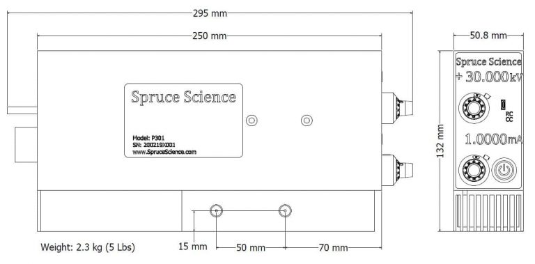 Lab Mate High Voltage Power Supply Dimensions