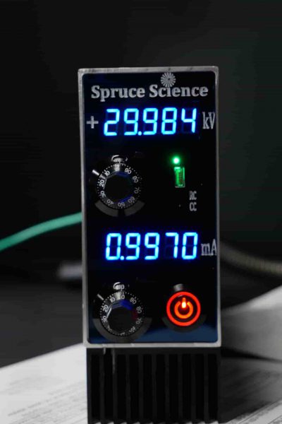 Precision High Voltage Power Supply, HVPS, Front Panel, 30kV, 1mA, Spruce Science