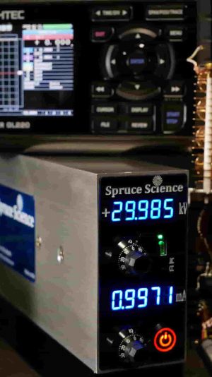 Precision High Voltage Power Supply to Conduct Research and Development, (HVPS), 30kV, 1mA, Data Logger, Charting, Electron Multiplier, Spruce Science